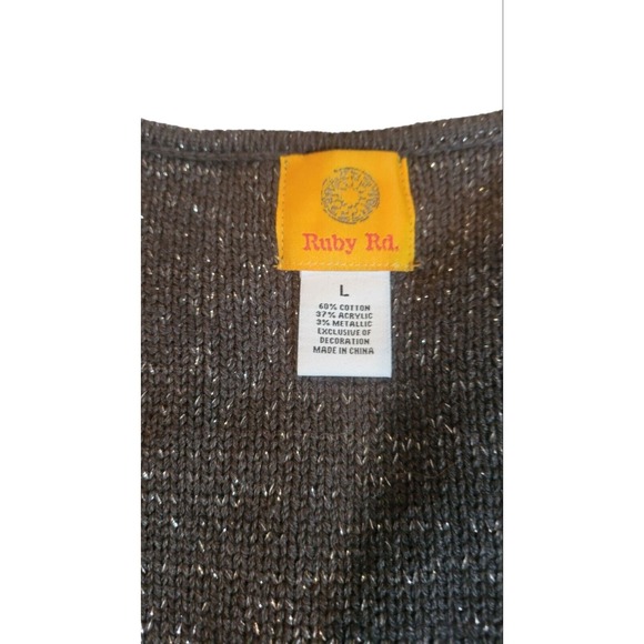 Ruby Rd. Womens Bonne Soiree Faux Fur Trimmed Sweater Vest GunMetal Size Large - Picture 4 of 7